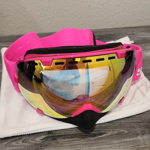 509 Aviator Hybrid Goggle In Pink With Fire Mirror/Clear Lens - Picture 2 of 12